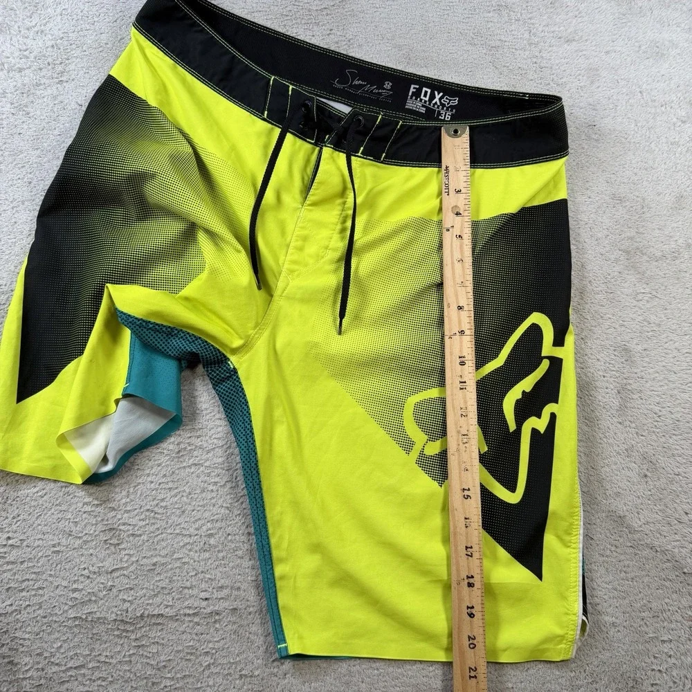 Fox Racing Board Shorts Men 36 Yellow Performance Stretch Drawstring Hybrid Swim